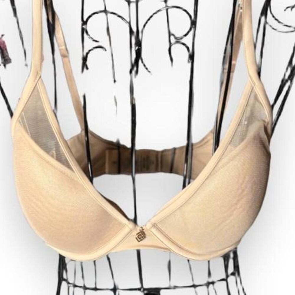 ThirdLove 24/7 Classic Uplift Plunge Bra Size 36A Taupe Beige Nude Mesh Accent
